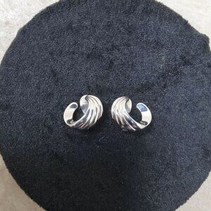 Vintage Monet Silvertone Clip-On Earrings